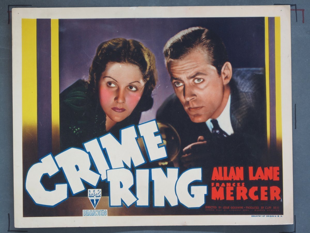 CRIME RING 1938 Title Card +Lobby Cards (5)