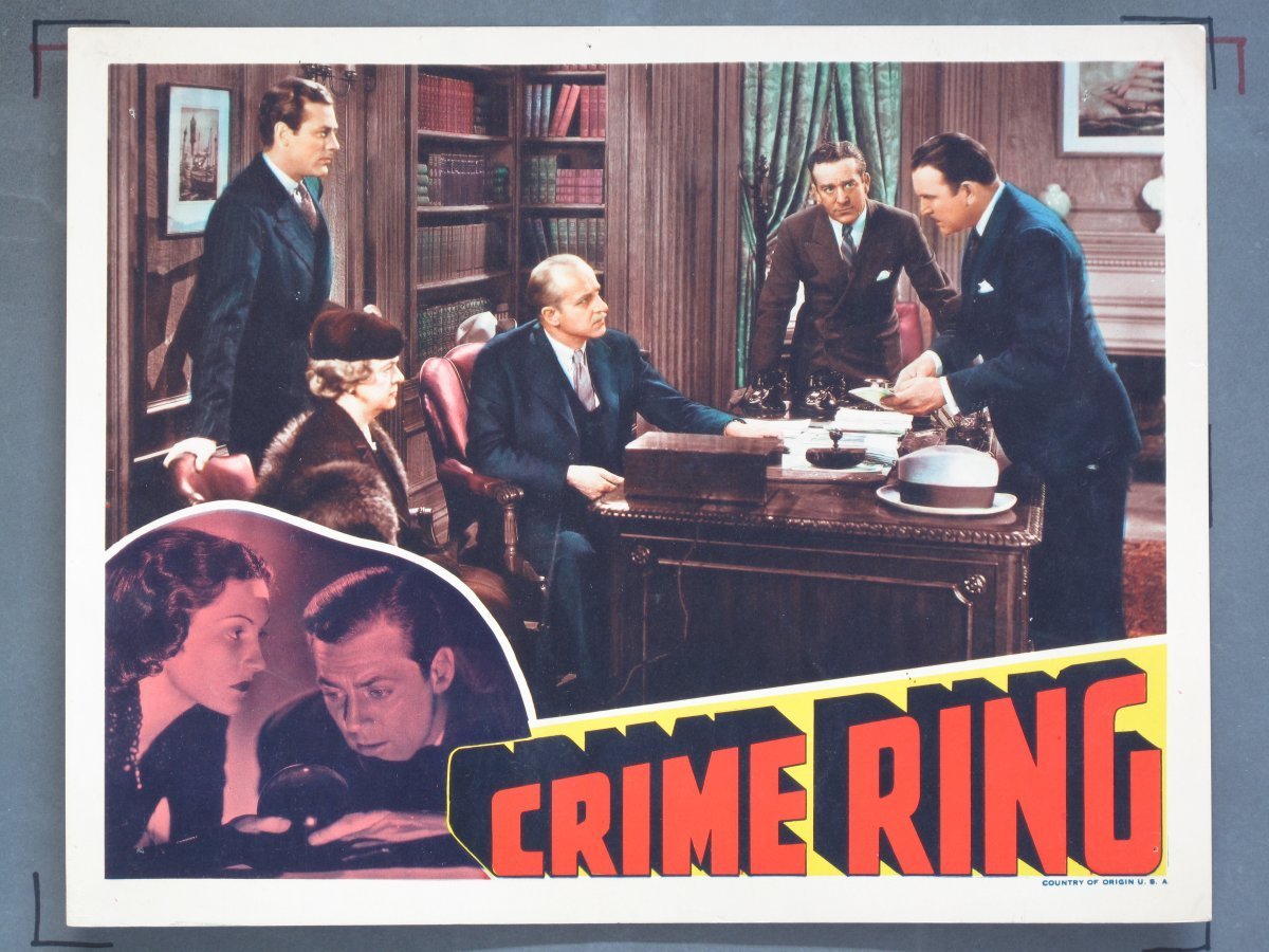 CRIME RING 1938 Title Card +Lobby Cards (5) - Image 2