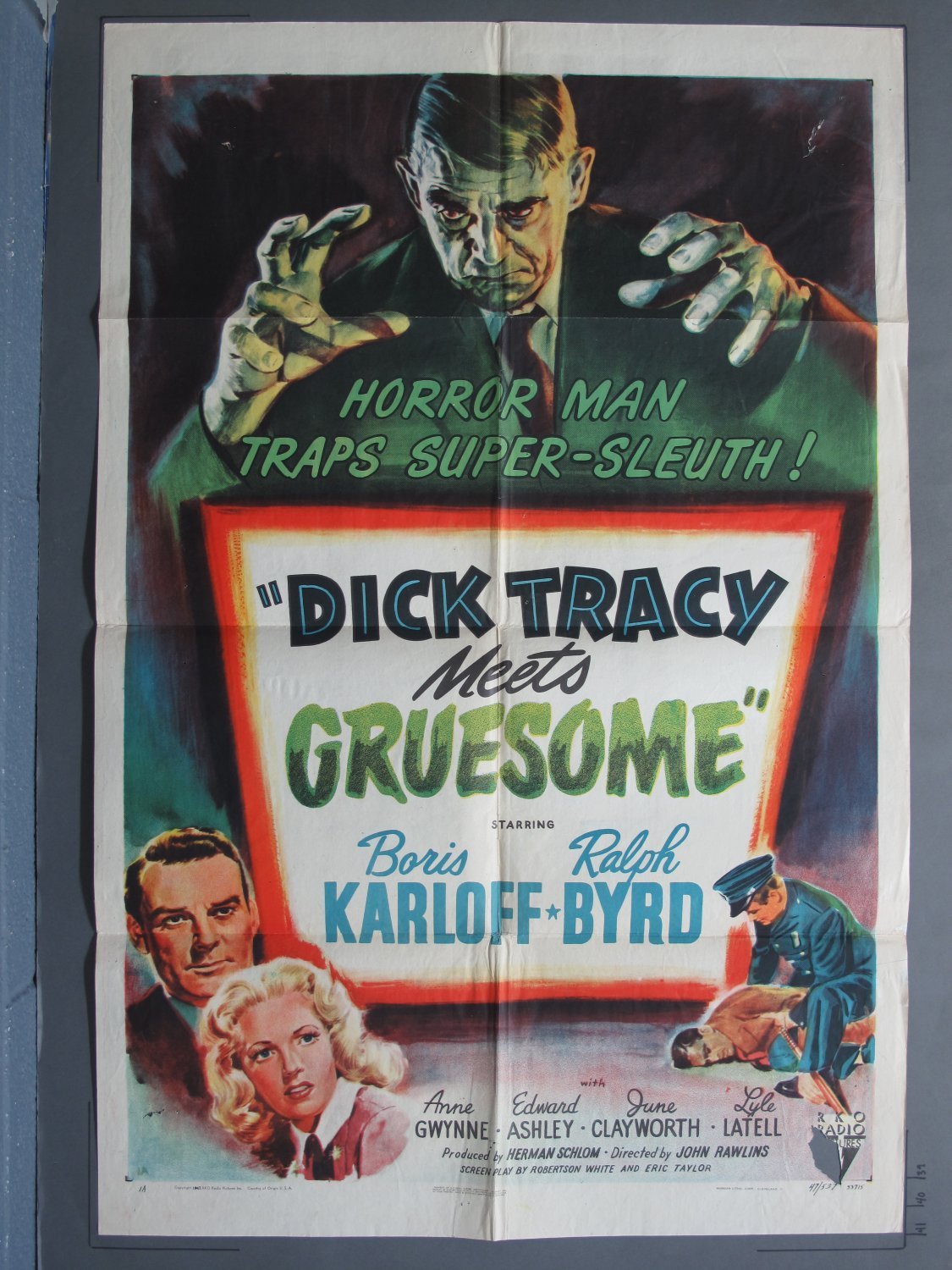 DICK TRACY MEETS GRUESOME 1947 One-Sheet poster