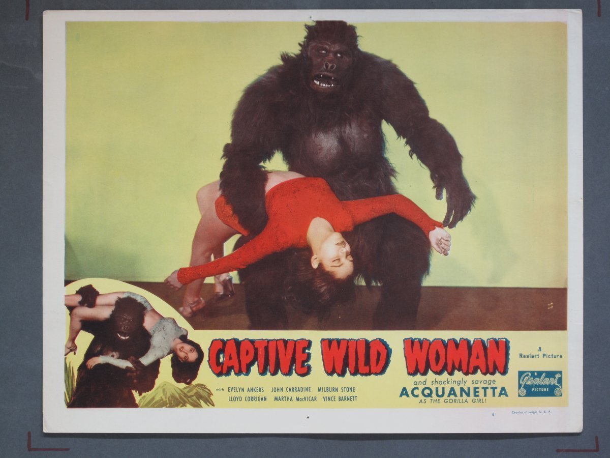 CAPTIVE WILD WOMAN (Realart) 1948R Title Card + Lobby Cards (2) - Image 3