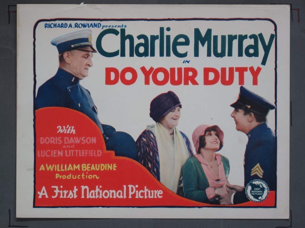 DO YOUR DUTY (First National) 1928 Title Card + Lobby Card