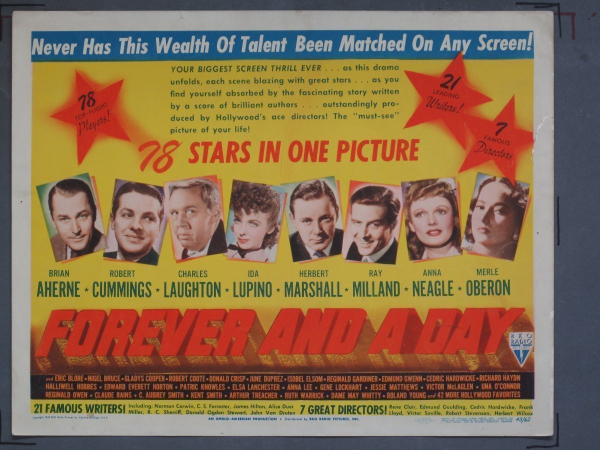FOREVER AND A DAY (RKO) 1943 Title Card +(7) Lobby Cards