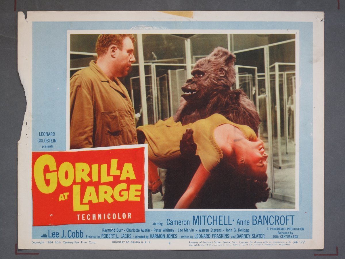GORILLA AT LARGE (Fox) 1954 Title Card +(7) Lobby Cards - Image 2