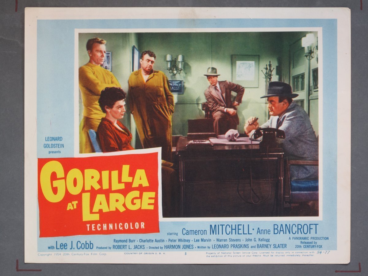 GORILLA AT LARGE (Fox) 1954 Title Card +(7) Lobby Cards - Image 3