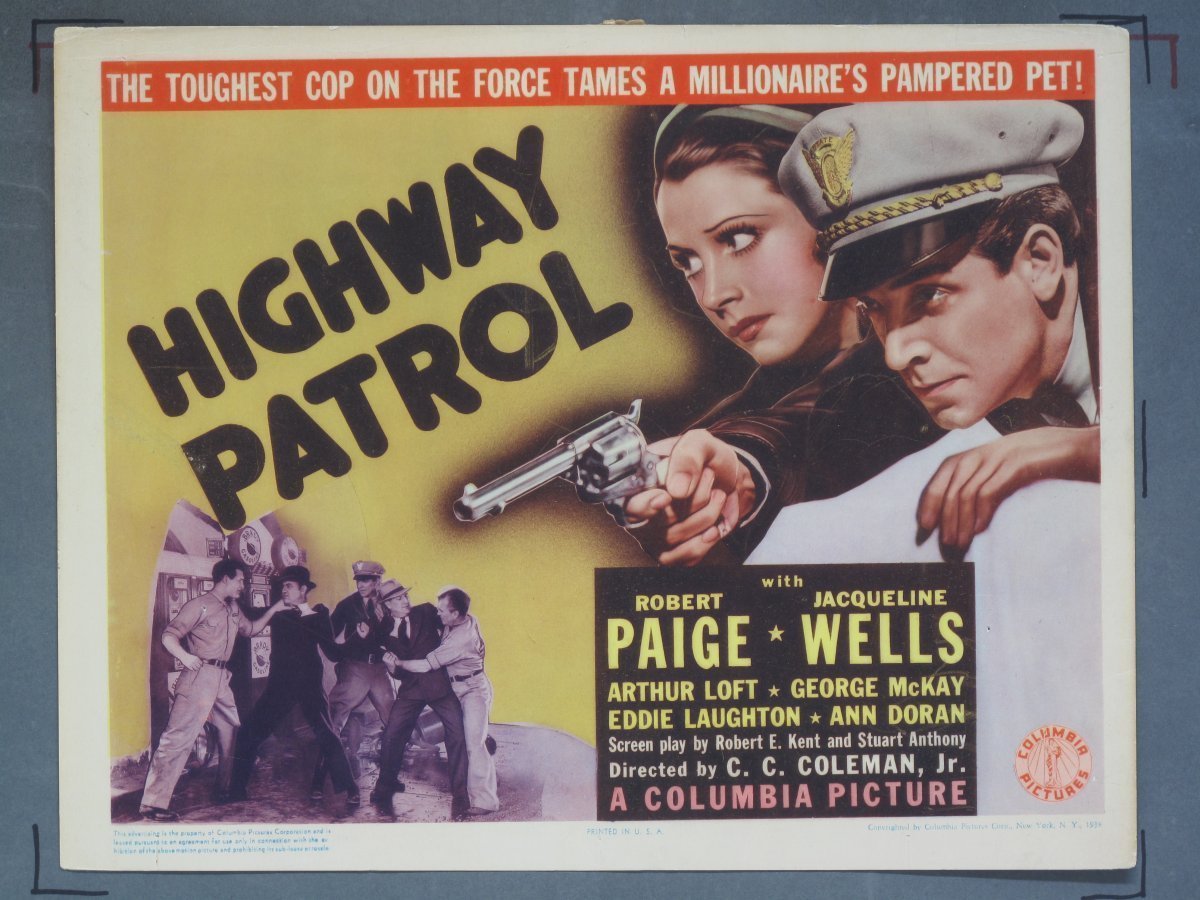 HIGHWAY PATROL (Columbia) 1938 Title Card +(7) Lobby Cards