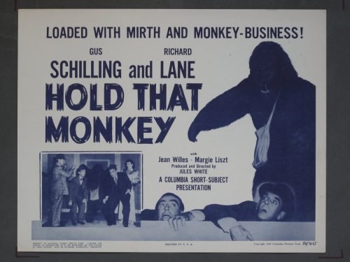 HOLD THAT MONKEY (Columbia) 1950 Title Card +(2) Lobby Cards