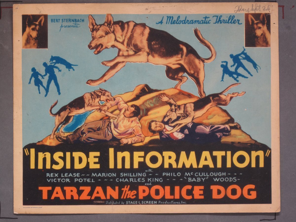 INSIDE INFORMATION (Sternbach) 1934 Title Card +(5) Lobby Cards
