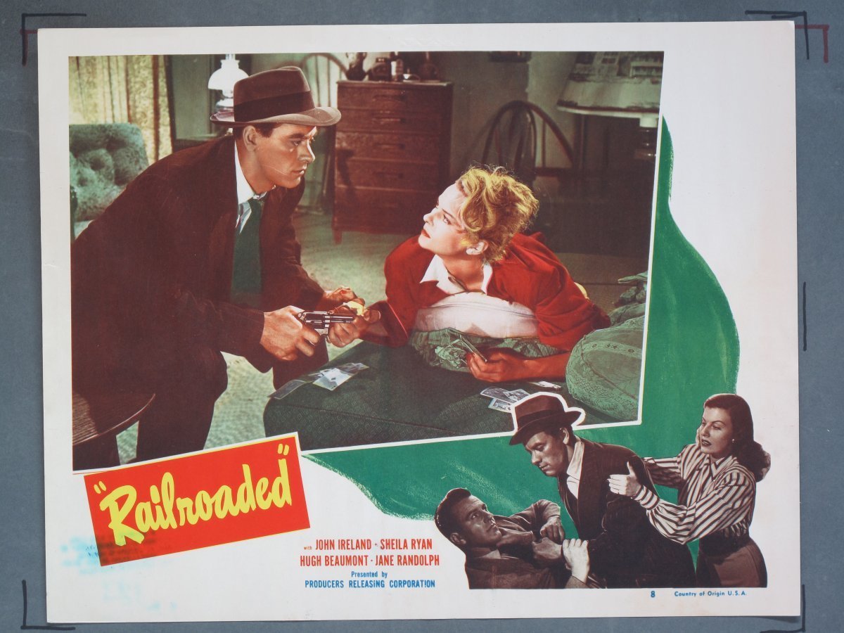 RAILROADED (PRC) 1947 Title Card +(5) Lobby Cards - Image 3