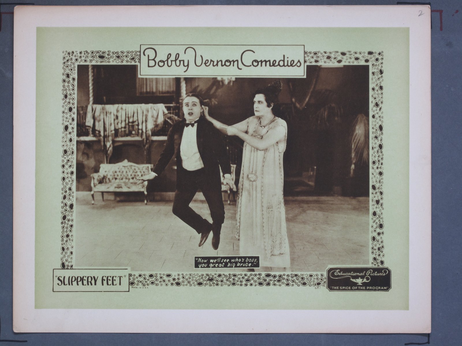 SLIPPERY FEET (Educational) 1925 Title Card +(7) Lobby Cards - Image 2