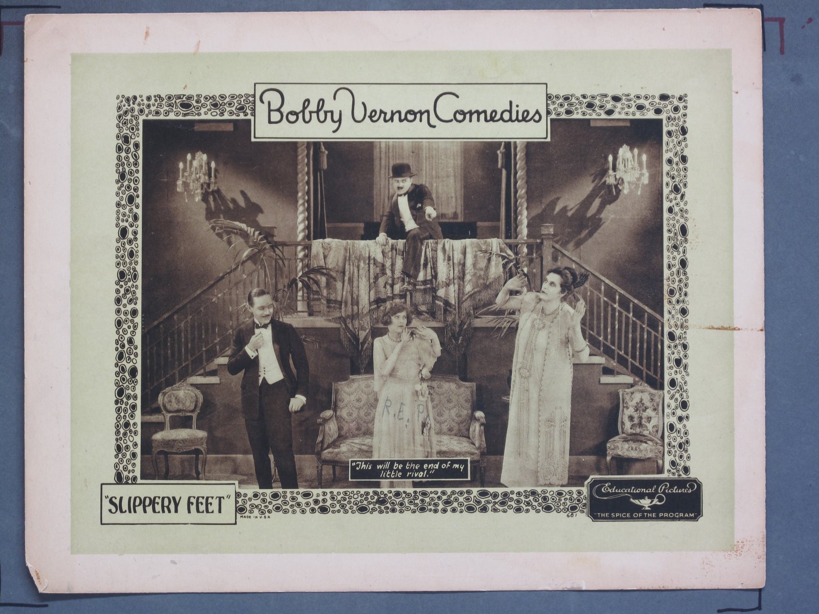 SLIPPERY FEET (Educational) 1925 Title Card +(7) Lobby Cards - Image 7