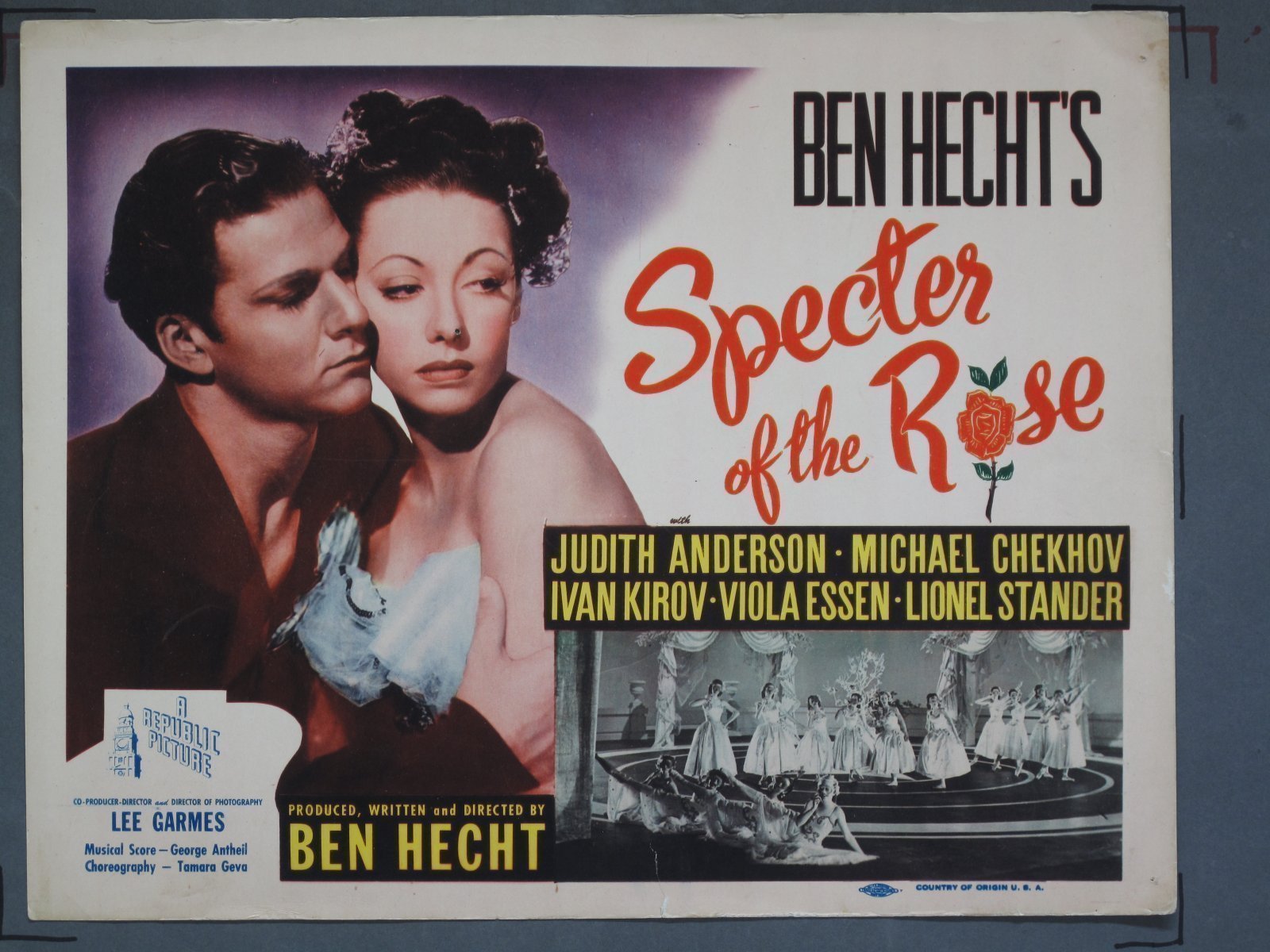 SPECTER OF THE ROSE (Republic) 1946 Title Card +(7) Lobby Cards