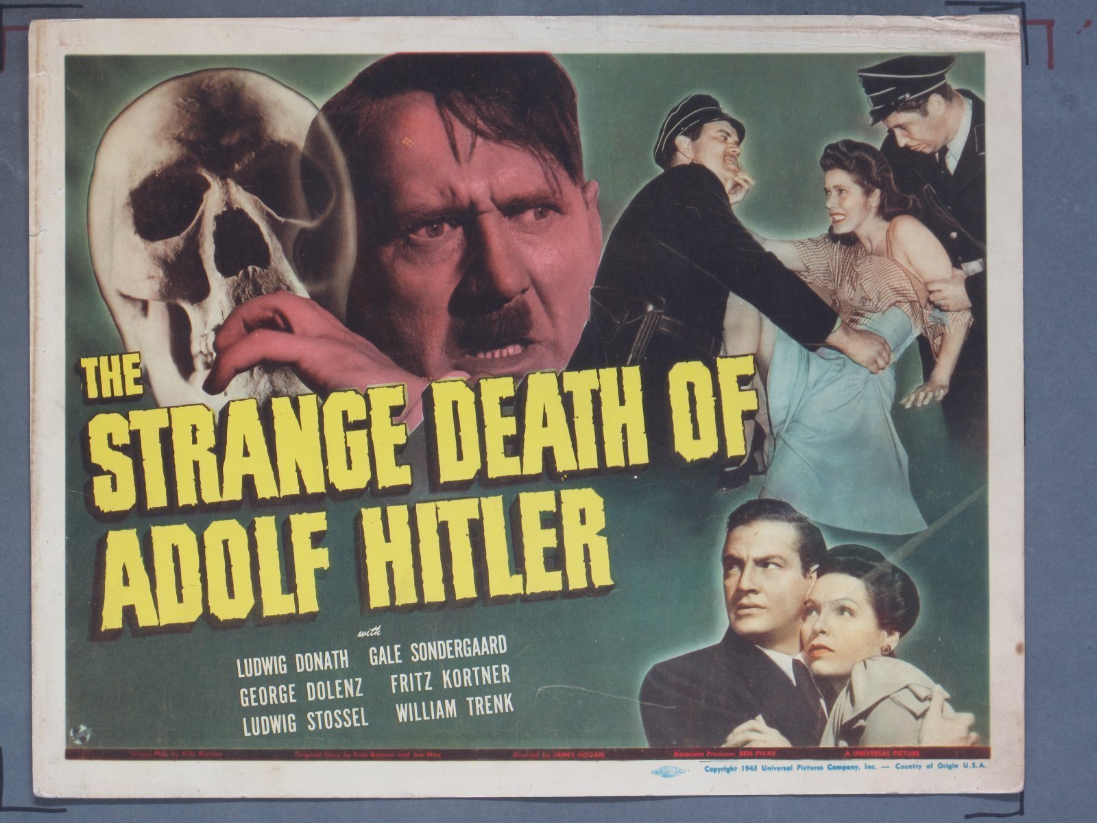 STRANGE DEATH OF ADOLF HITLER (Universal) 1943 Title Card +(5) Lobby Cards