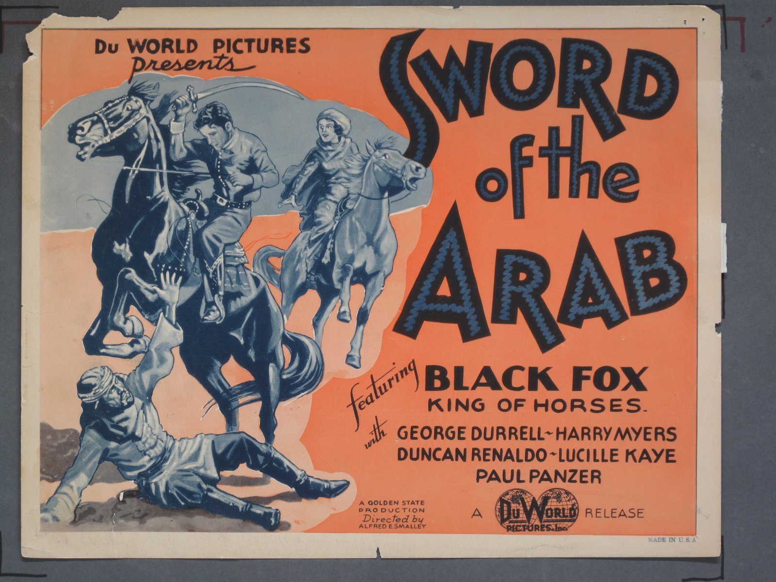 SWORD OF THE ARAB (Du World) 1934 Title Card +(2) Lobby Cards