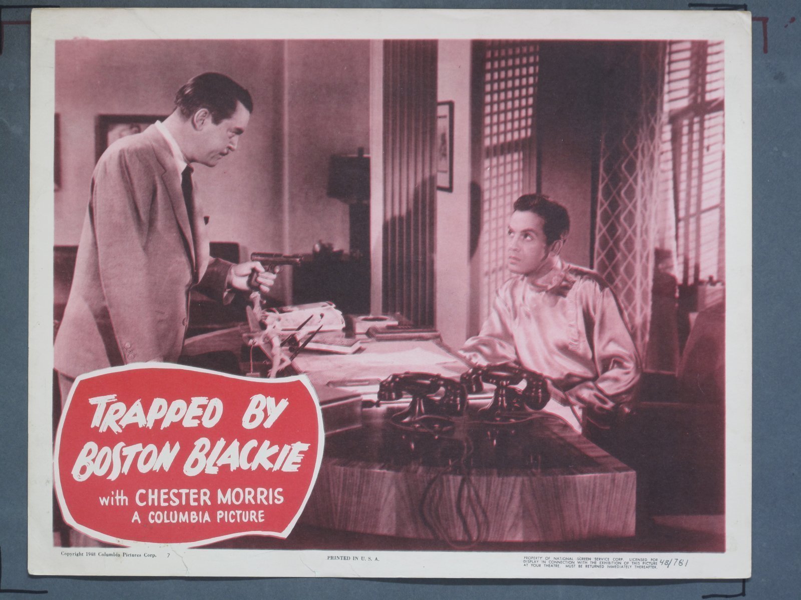 TRAPPED BY BOSTON BLACKIE (Columbia) 1948 Title Card +(7) Lobby Cards - Image 7