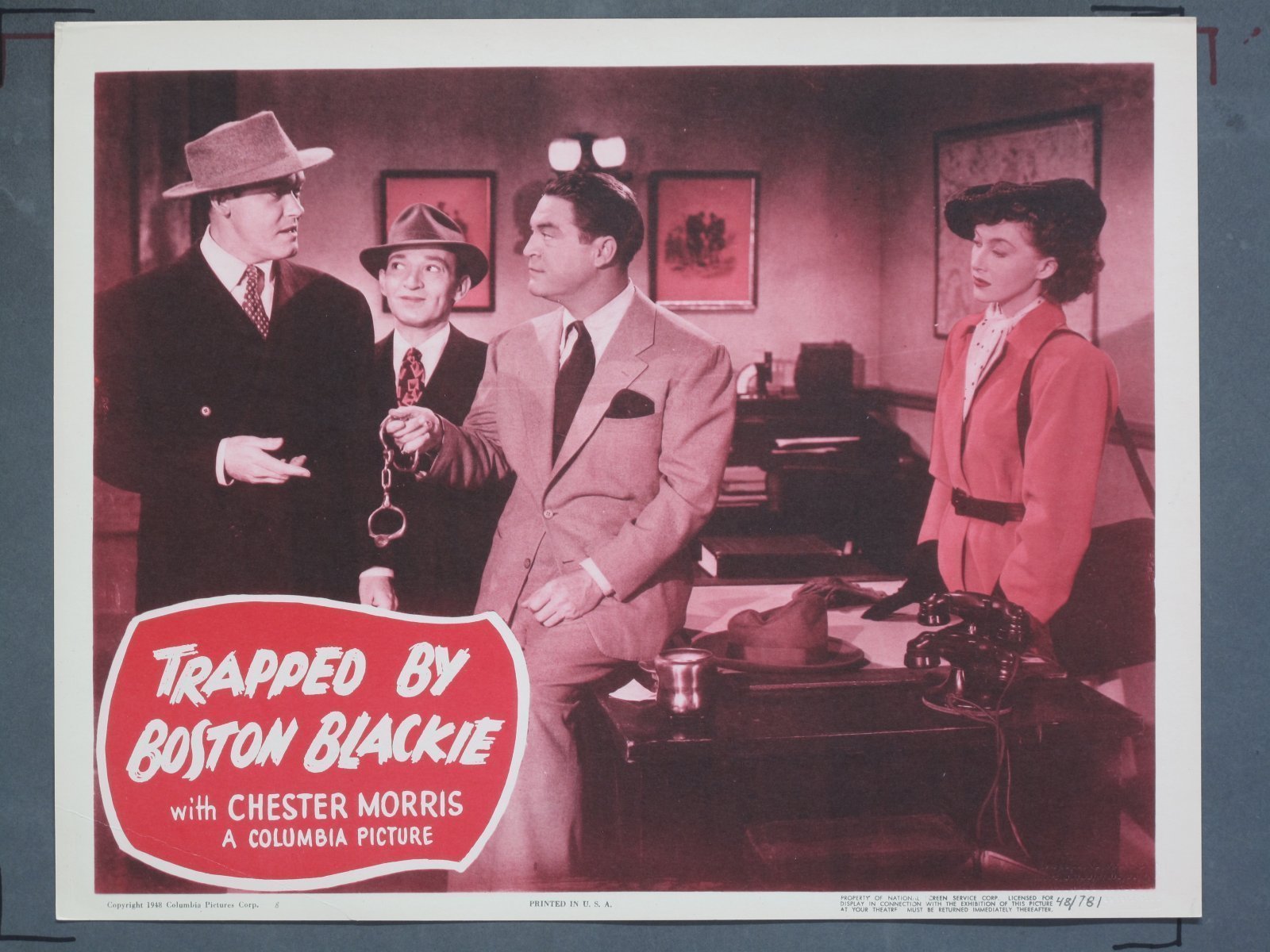 TRAPPED BY BOSTON BLACKIE (Columbia) 1948 Title Card +(7) Lobby Cards - Image 8