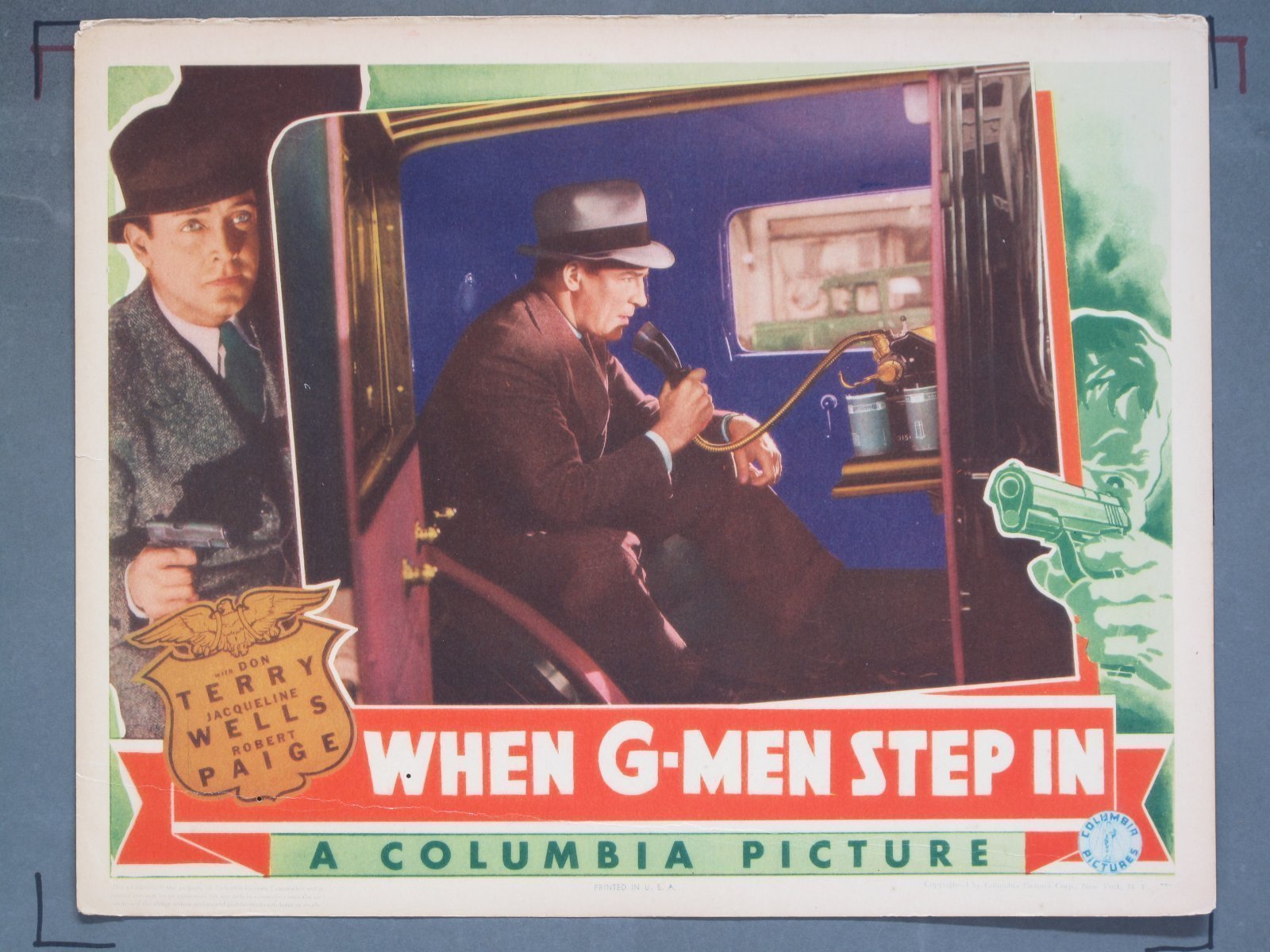 WHEN G-MEN STEP IN (Columbia) 1938 Title Card +(5) Lobby Cards - Image 2