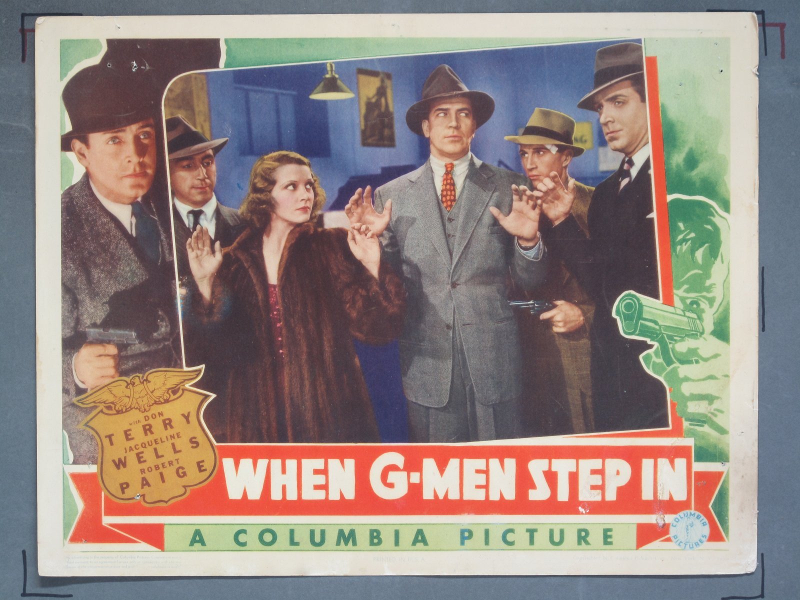 WHEN G-MEN STEP IN (Columbia) 1938 Title Card +(5) Lobby Cards - Image 4