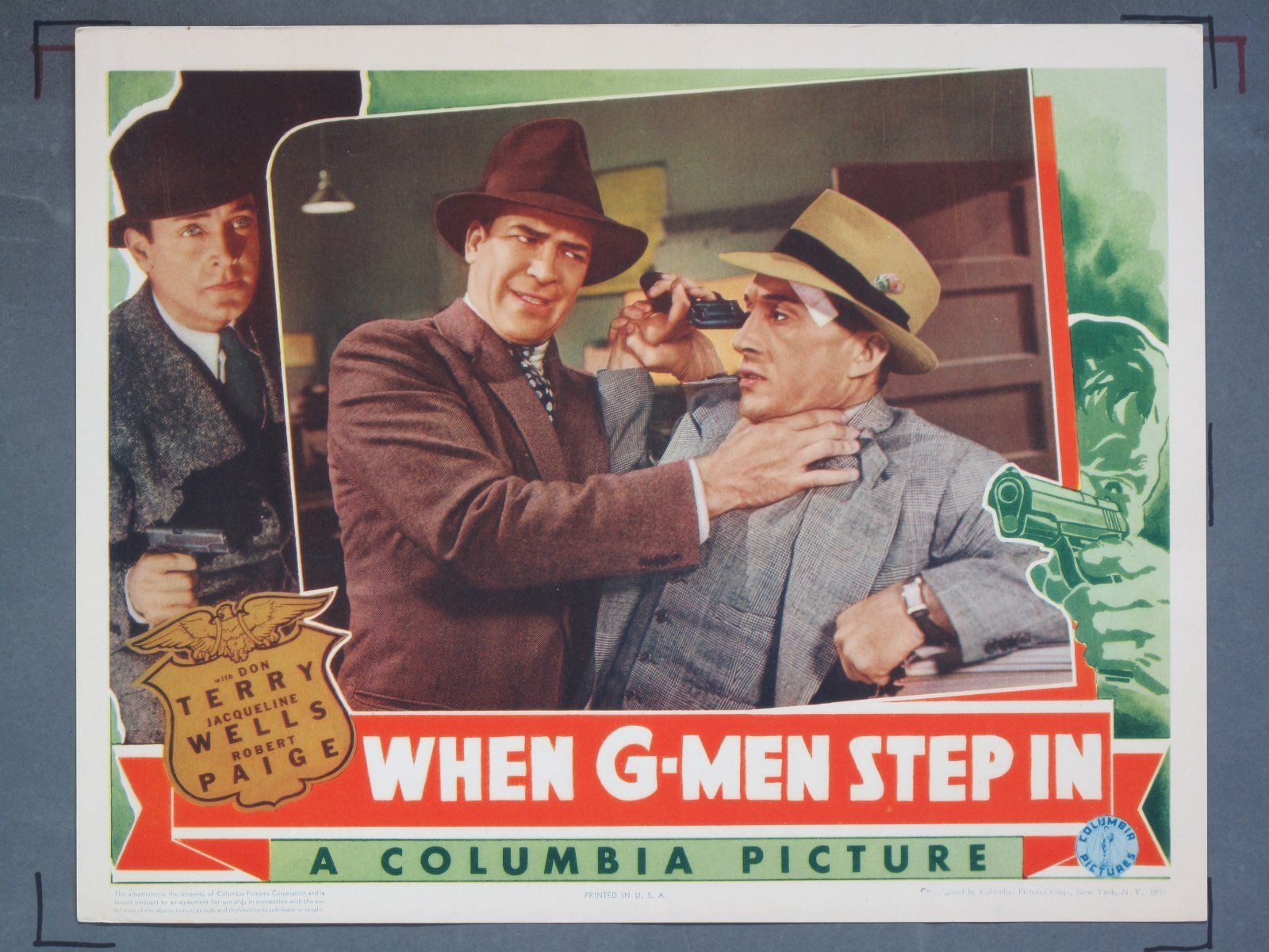 WHEN G-MEN STEP IN (Columbia) 1938 Title Card +(5) Lobby Cards - Image 6