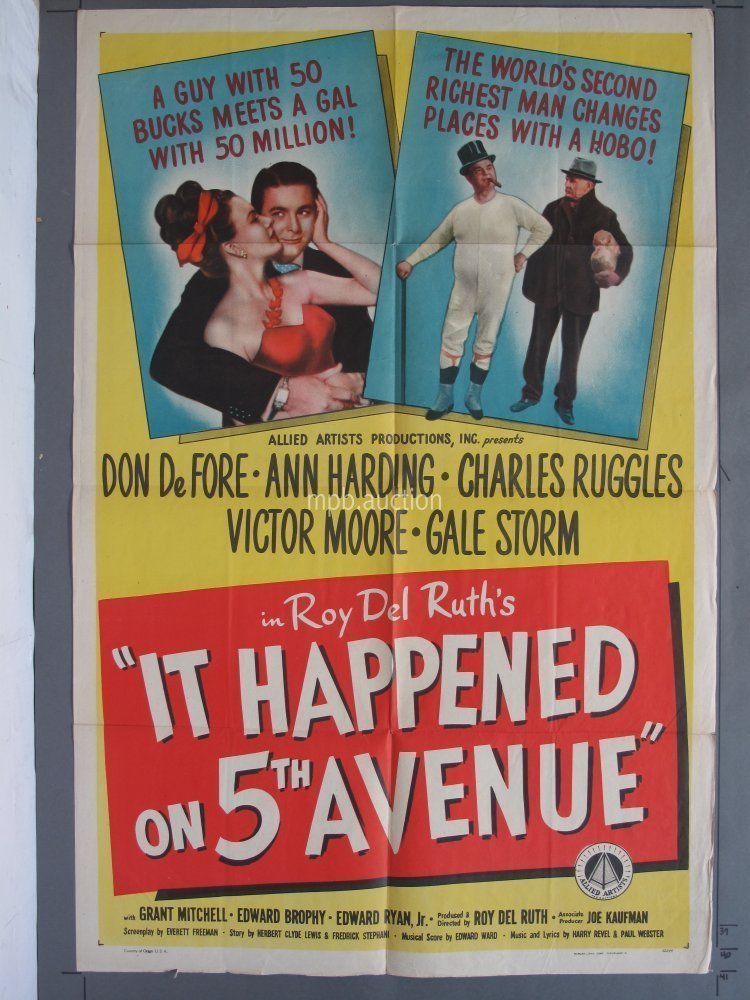 IT HAPPENED ON 5TH AVENUE (Allied Artists) 1947 One-Sheet