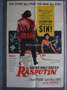 NIGHT THEY KILLED RASPUTIN (1960)  Folded One Sheet
