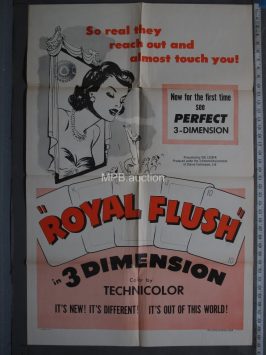 ROYAL FLUSH IN 3-DIMENSION (1953)  Folded One Sheet