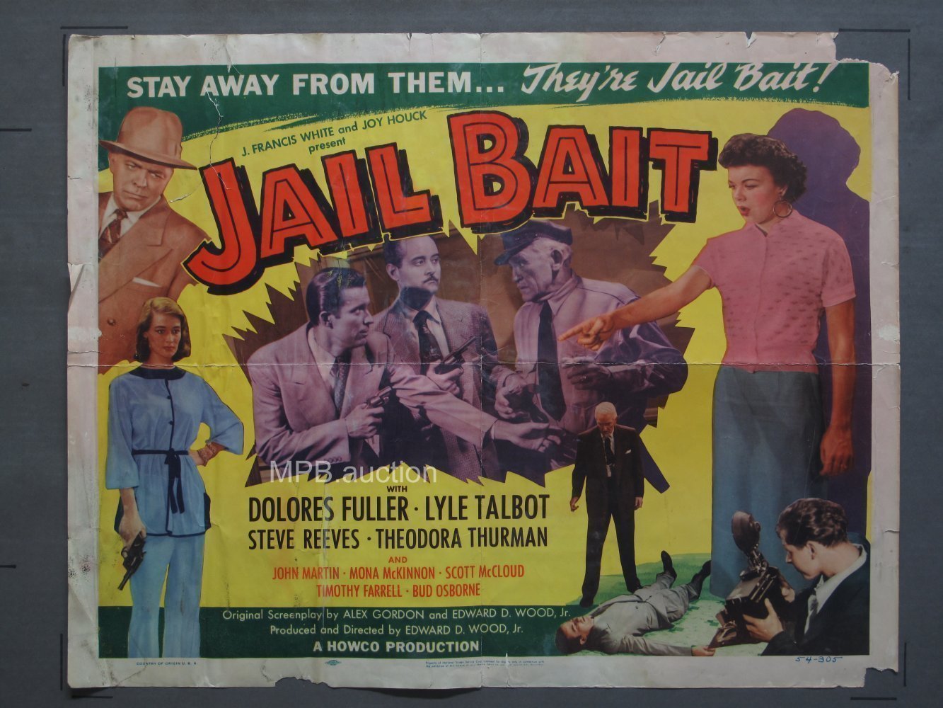 JAIL BAIT (1954) Folded Half Sheet
