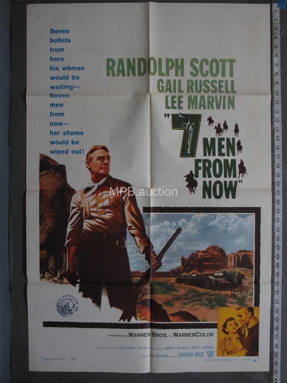 7 MEN FROM NOW (1956) Folded One Sheet