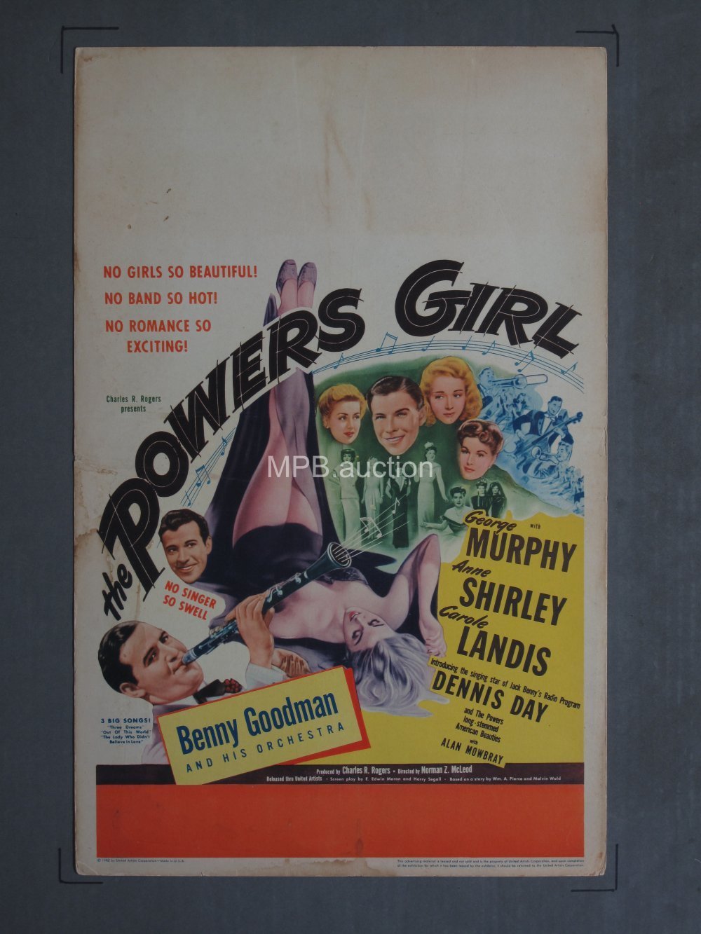 POWERS GIRL (1943) Window Card