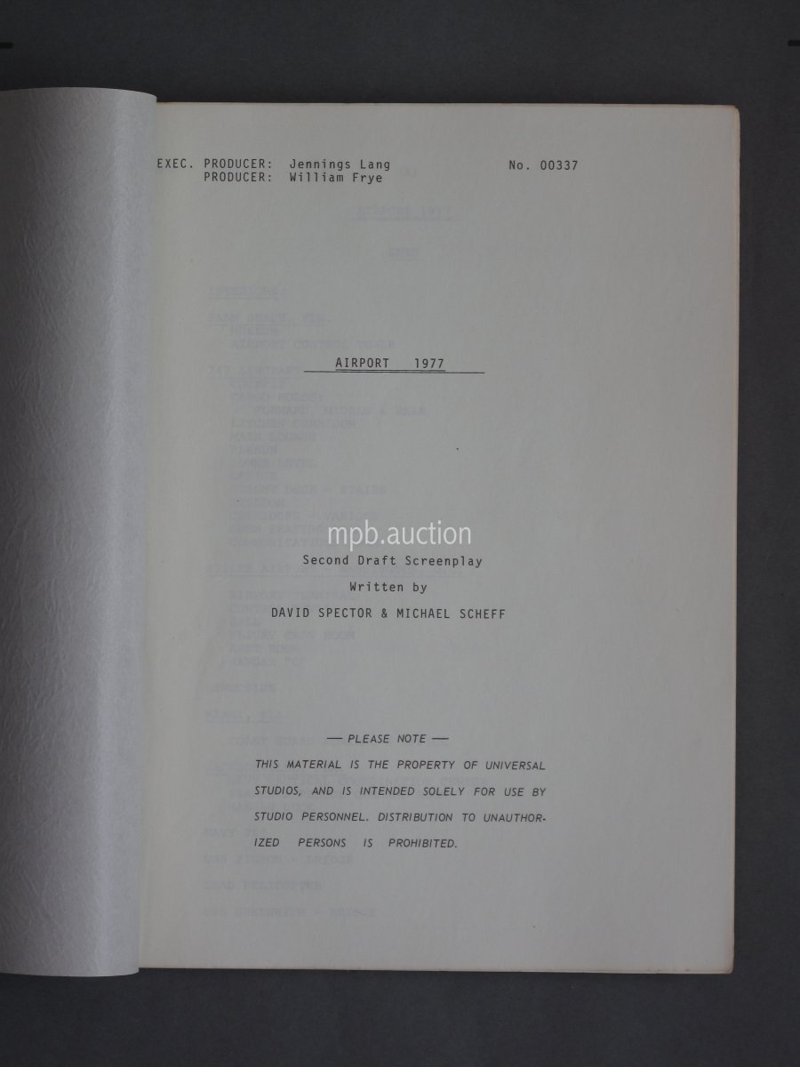 AIRPORT '77 (1977) Vintage Original Film Script - Image 2