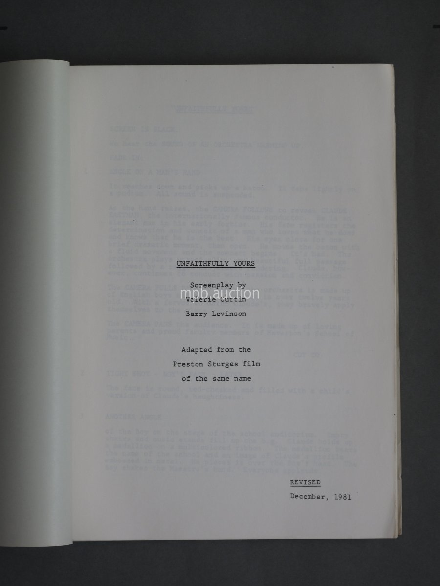 UNFAITHFULLY YOURS (1984) Vintage Original Film Script - Image 2
