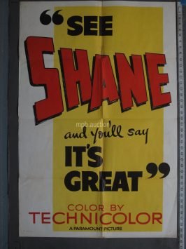 SHANE - RARE TEASER POSTER (1953) Original Teaser Movie Poster