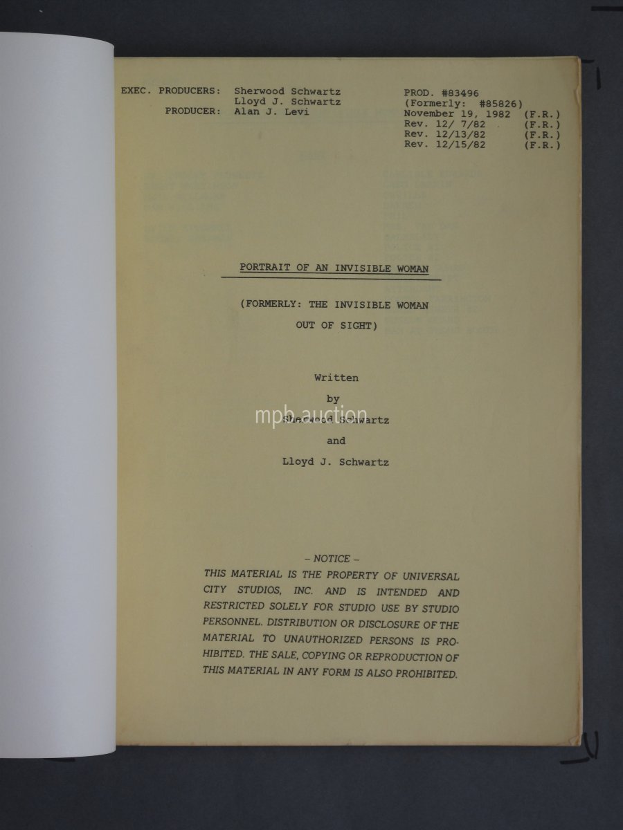 INVISIBLE WOMAN (1983) Vintage Original Film Script - Image 2