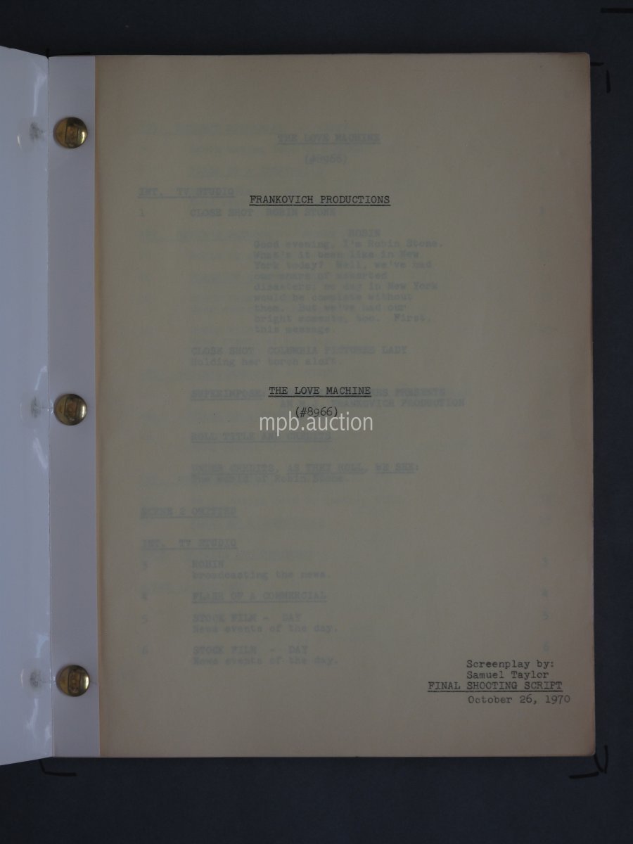 LOVE MACHINE (1971) Vintage Original Film Script - Image 2