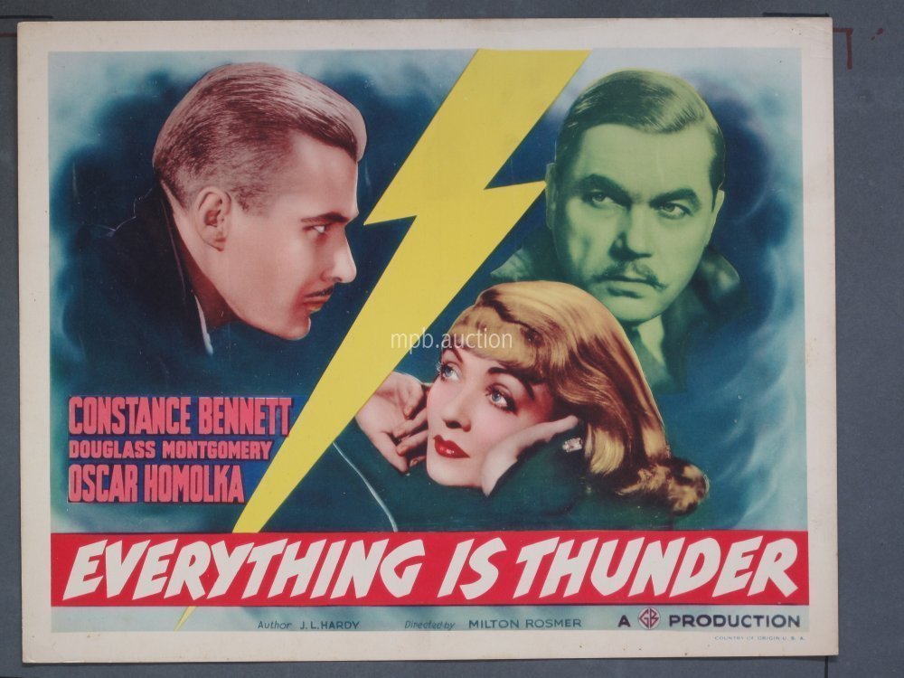 EVERYTHING IS THUNDER (1936) Original 11x14 Title Card + (4) Lobby Cards