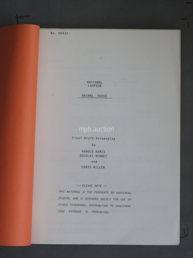 NATIONAL LAMPOON'S ANIMAL HOUSE (1978) Studio Library Film Script - Image 2