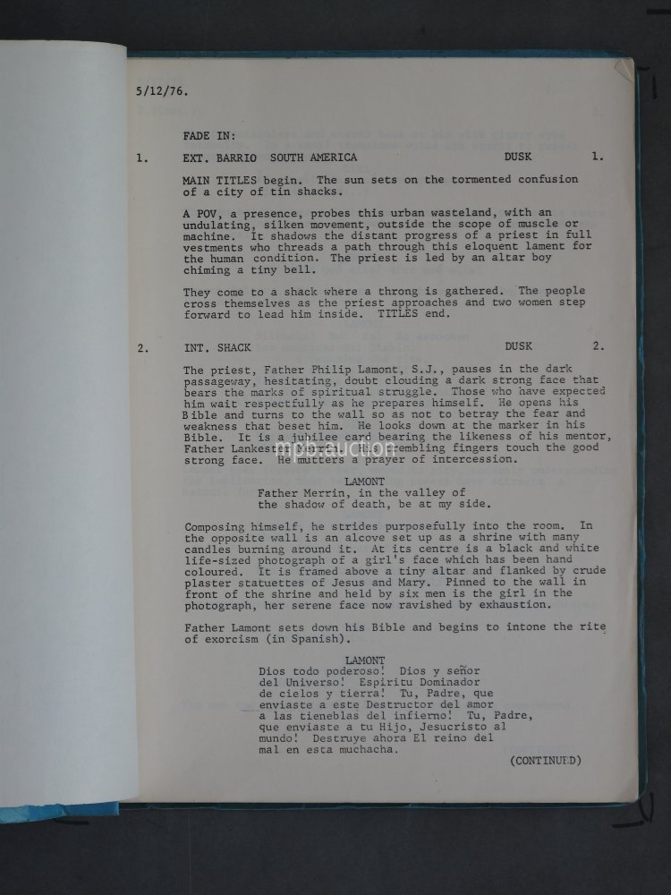 EXORCIST II: THE HERETIC (1977) Original Film Script For Sale