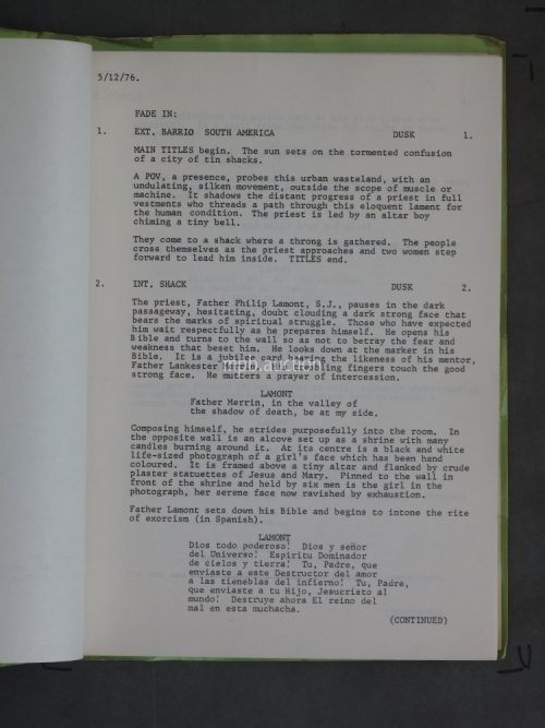 EXORCIST II: THE HERETIC (1977) Original Film Script For Sale