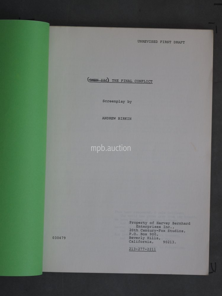 OMEN III: THE FINAL CONFLICT (1981) Original Film Script - Image 2