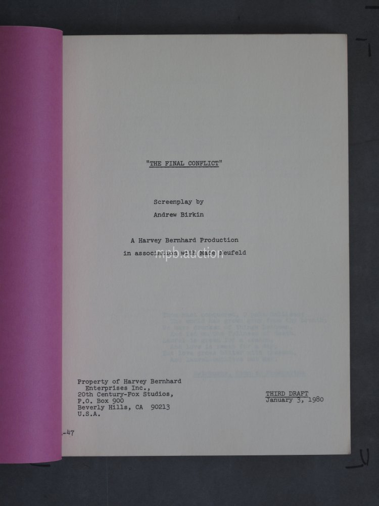 OMEN III: THE FINAL CONFLICT (1981) Original Film Script - Image 2