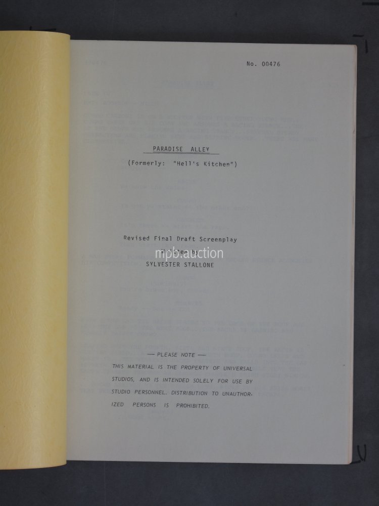 PARADISE ALLEY (1978) Original Film Script - Image 2
