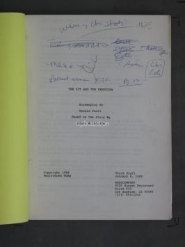 PIT AND THE PENDULUM (1991) Original Film Script