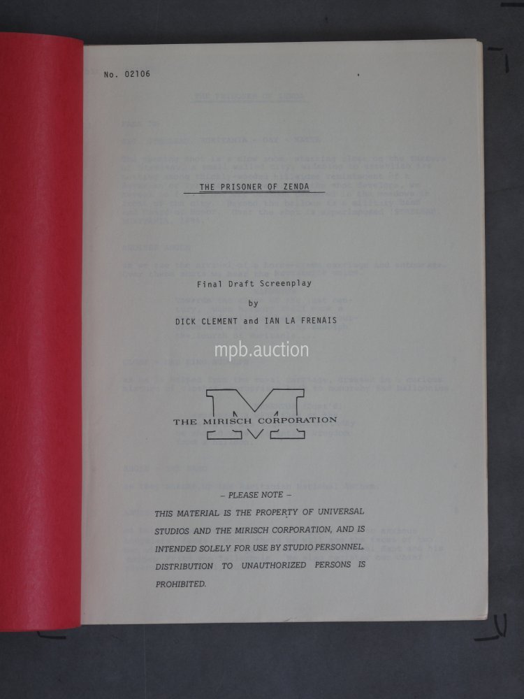 PRISONER OF ZENDA (1979) Original Film Script - Image 2