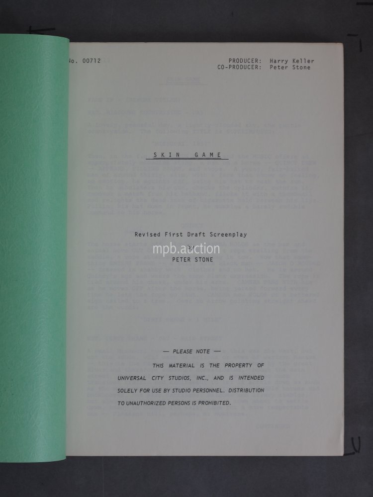 SKIN GAME (1971) Original Film Script - Image 2