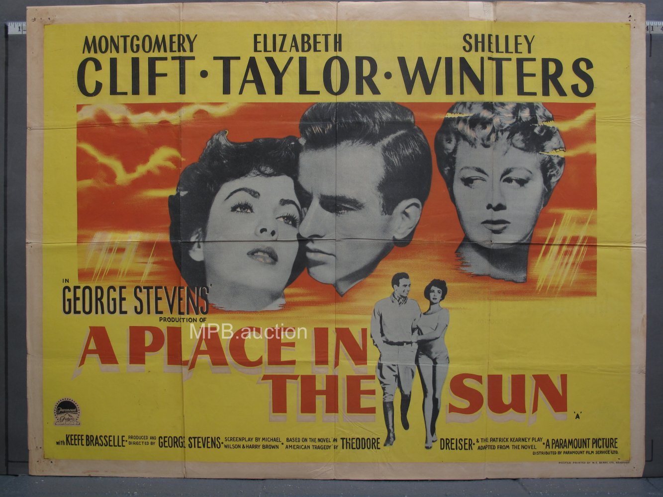 A PLACE IN THE SUN (1951) Original British Quad Movie Poster