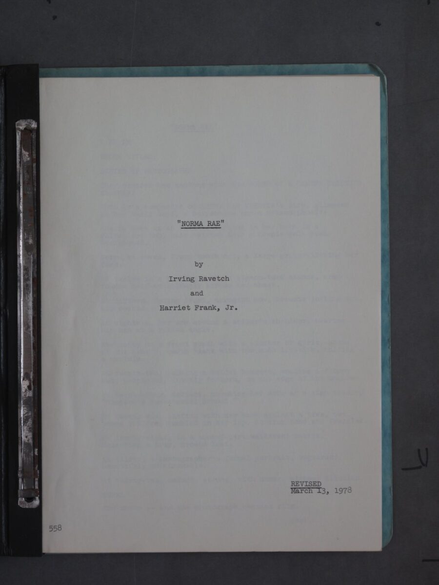 Script Norma NORMA RAE (1979) Original Film Script For Sale