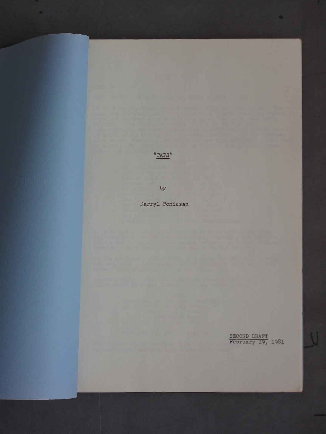 TAPS (1981) Original Film Script - Image 2