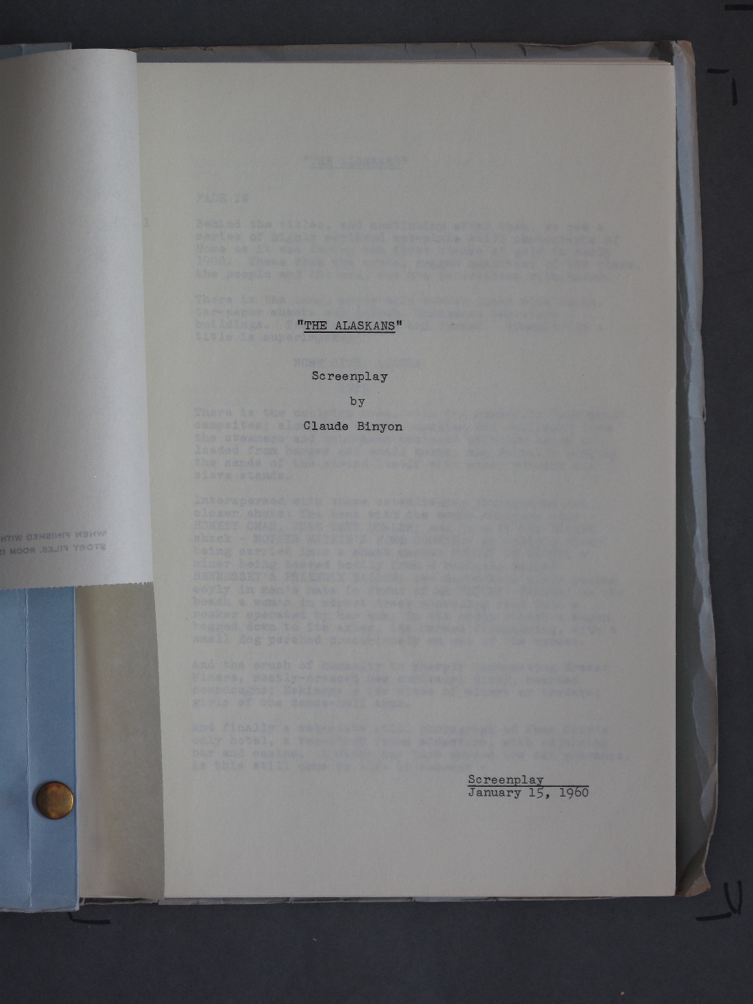NORTH TO ALASKA (1960) Original Film Script - Image 2