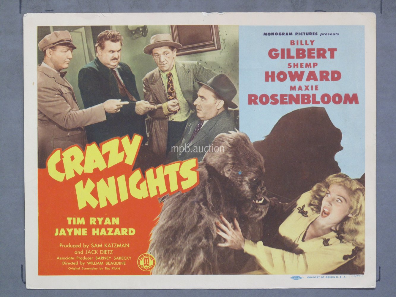 CRAZY KNIGHTS (1944) Title Lobby Card Poster