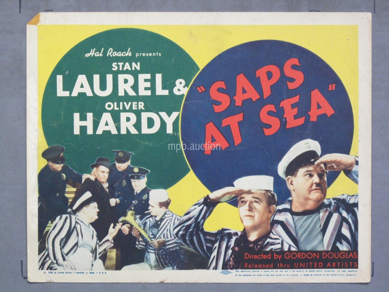 SAPS AT SEA (1939) Title Lobby Card Poster