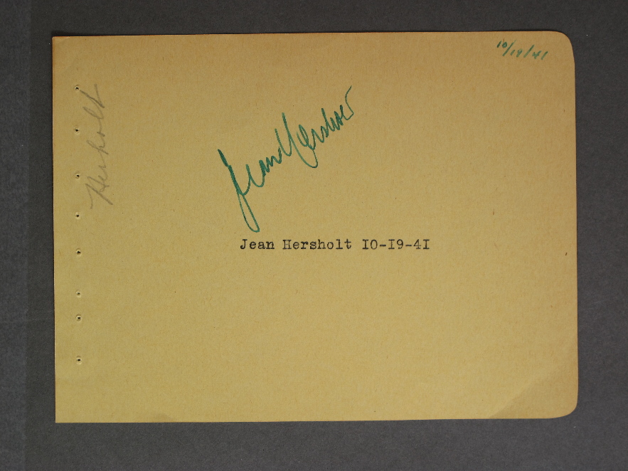 JEAN HERSHOLT AUTOGRAPH (1941) Signed Autograph Book Page